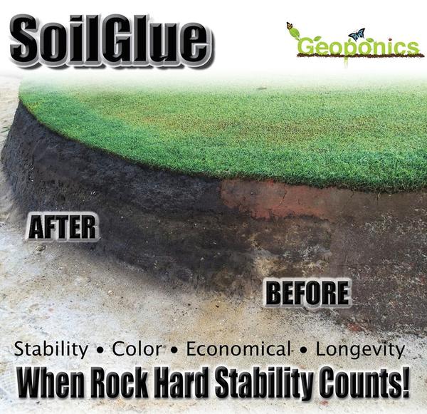 SoilGlue Stabilizer and colorant for sand bunkers, soil stabilizer